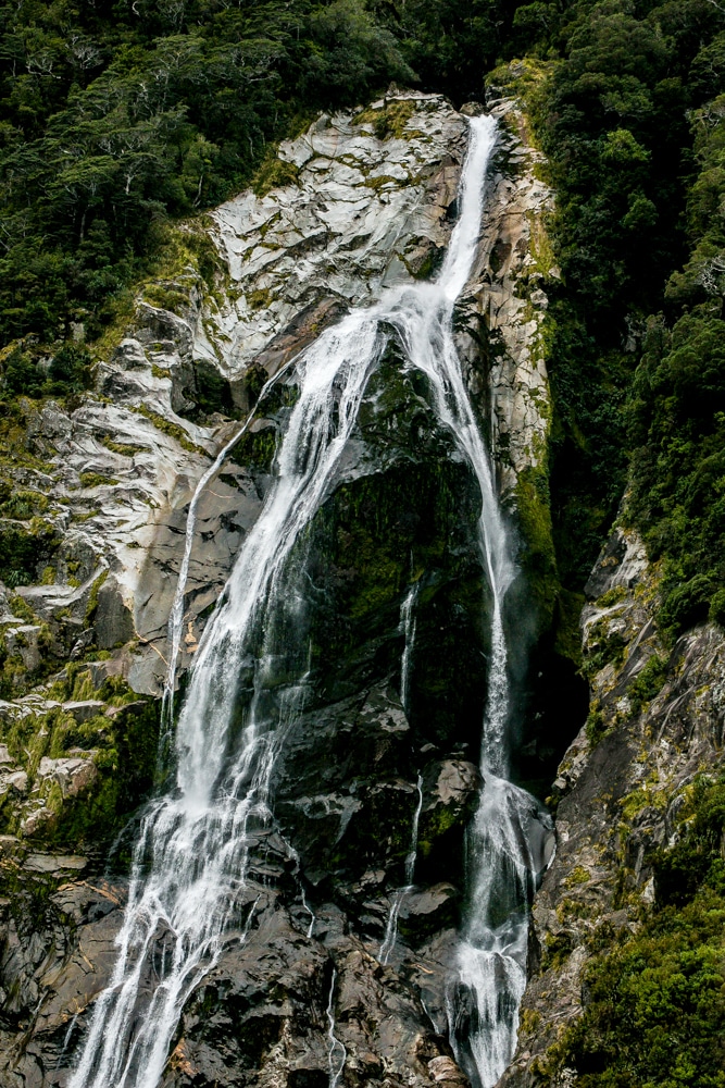 Milford Sound NZ waterfall